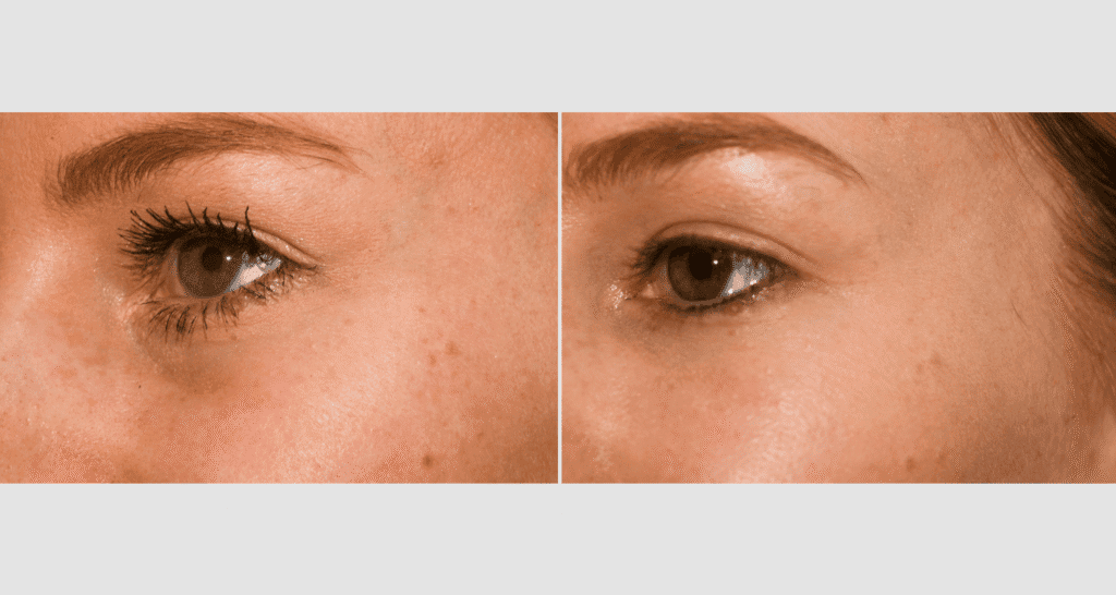 Nahaufnahme von Haut mit Pigmentflecken und Hautunreinheiten.