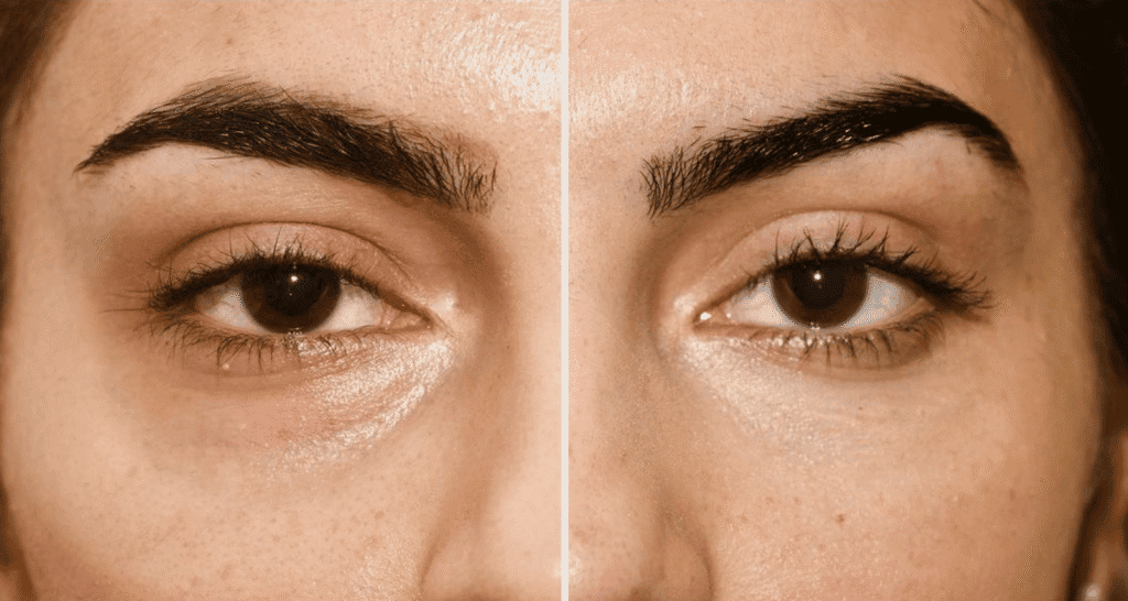 Vorher/Nachher Ergebnis: Eigenfett Augenringe