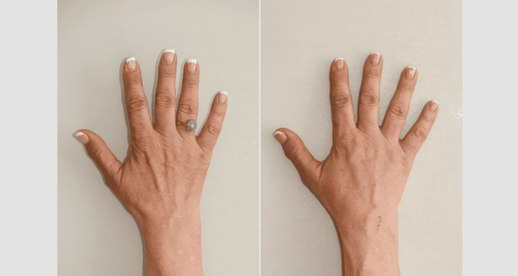 Vorher/Nachher Ergebnis: Eigenfett Haende