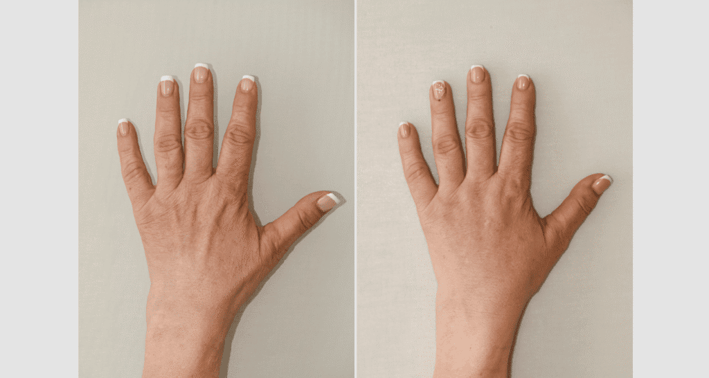 Vorher/Nachher Ergebnis: Eigenfett Haende