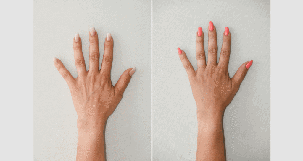 Vorher/Nachher Ergebnis: Eigenfett Haende