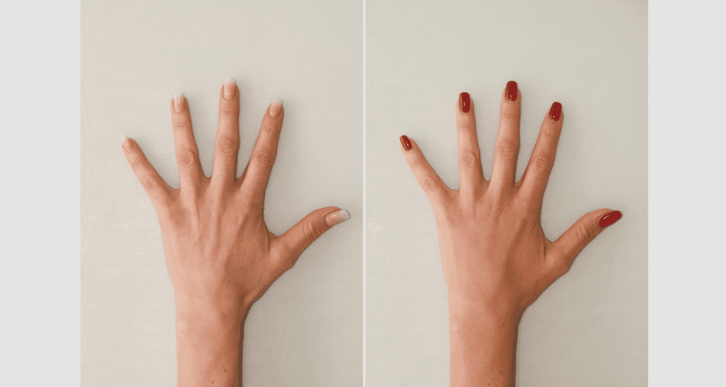 Vorher/Nachher Ergebnis: Eigenfett Haende