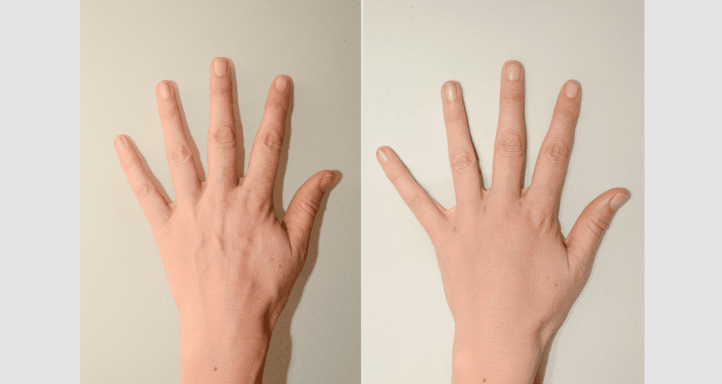 Vorher/Nachher Ergebnis: Eigenfett Haende