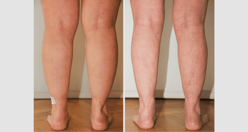 Vorher/Nachher Ergebnis: Fettabsaugung Waden