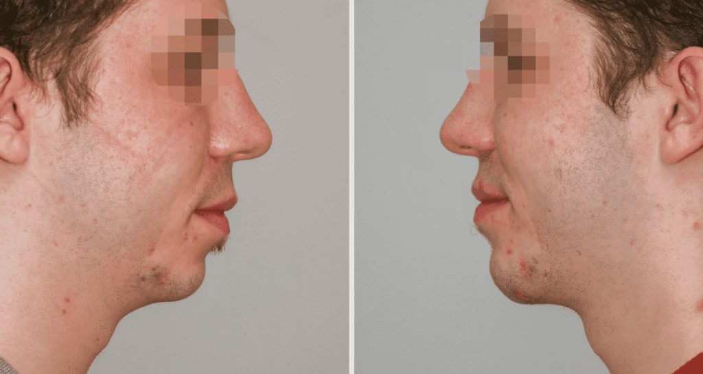 Vorher/Nachher Ergebnis: Kinnkorrektur Vergroesserung