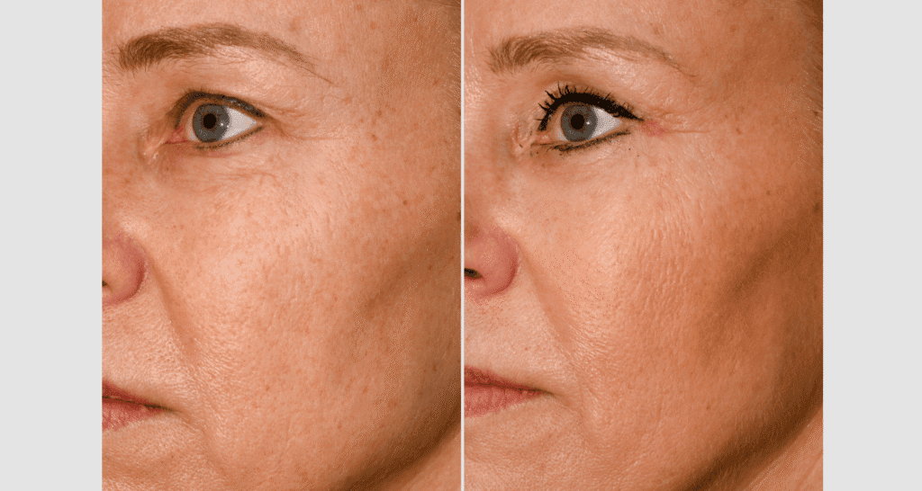 Vorher/Nachher Ergebnis: Oberlid Unterlidstaffung